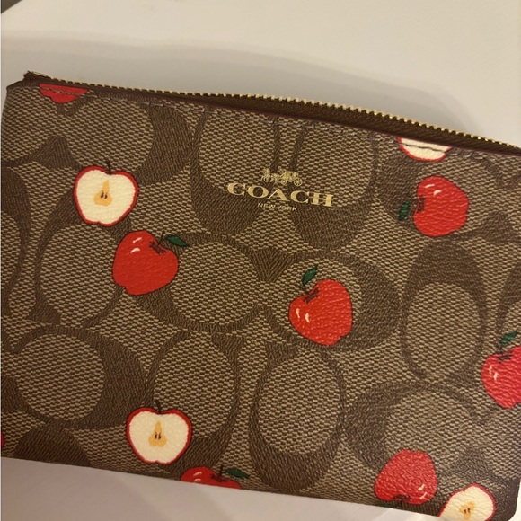 Coach Brown Wristlet with Red Apple Print (RARE) - Picture 4 of 4